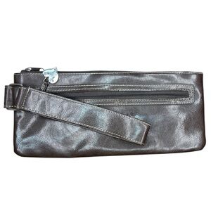 Sleek Brown Leather Wristlet